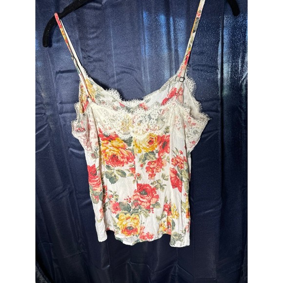 Abercrombie Fitch Floral Lace Rose Floral Lace Cami Tank Top Adjustable Straps - Picture 2 of 5